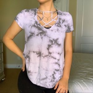 American Eagle Soft &Sexy Rib Purple Tie Dye Shirt